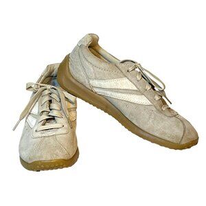 SKECHERS Womens Suede Leather Lace Up RETROs Sneakers Beige Sand Rubber Sole 7.5
